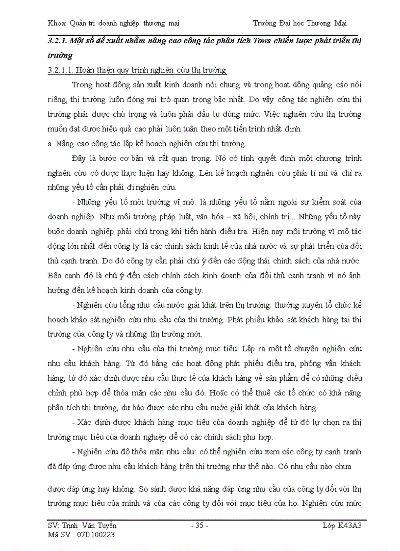 image for page Phân tích TOWS chiến lược phát triển thị trường của Công ty T P