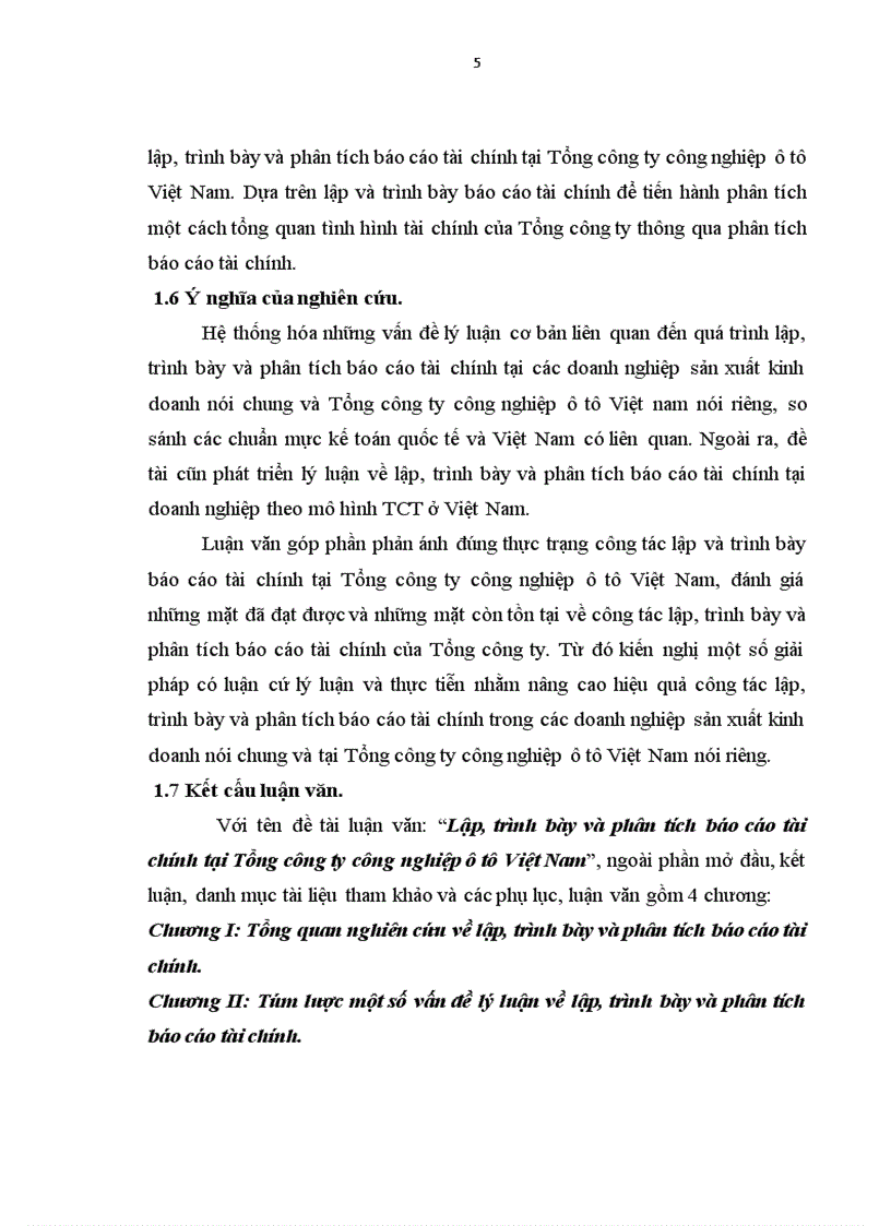 image for page Lập trình bày và phân tích báo cáo tài chính tại Tổng công ty công nghiệp ô tô Việt Nam