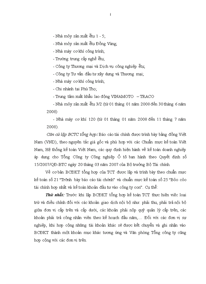 image for page Lập trình bày và phân tích báo cáo tài chính tại Tổng công ty công nghiệp ô tô Việt Nam