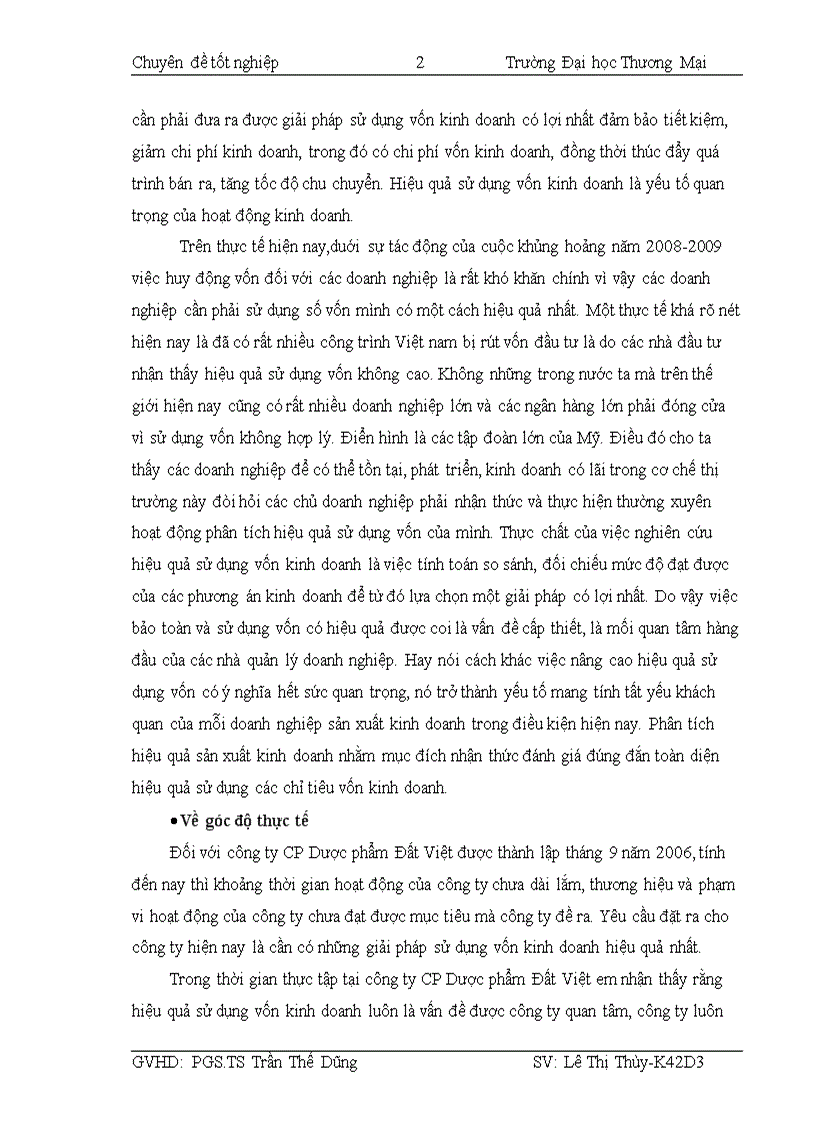 image for page Phân tích hiệu quả sử dụng vốn kinh doanh và các giải pháp nâng cao hiệu quả sử dụng vốn kinh doanh tại công ty CP Dược phẩm Đất Việt 3