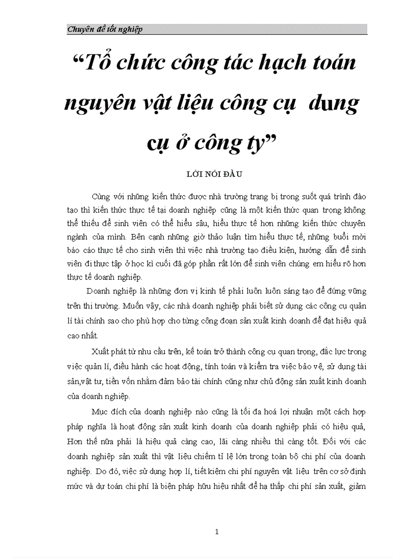 image for page Tổ chức công tác hạch toán nguyên vật liệu công cụ dung cụ ở công ty 4