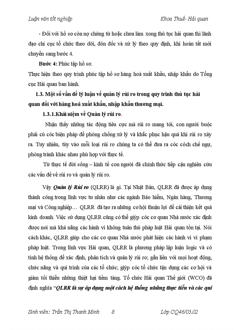 image for page Thực hiện quản lý rủi ro trong qui trình thủ tục hải quan đối với hàng hoá xuất khẩu nhập khẩu thương mại tại Chi cục Hải quan Gia Thuỵ 1