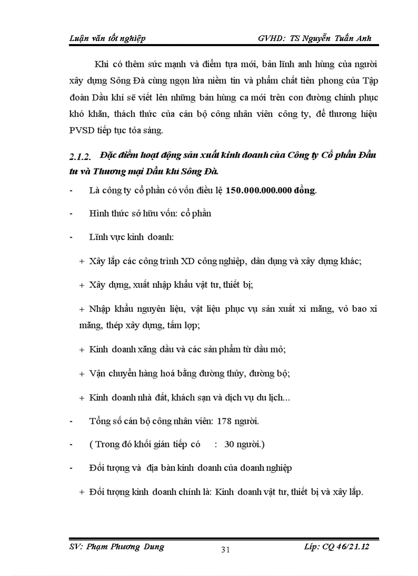 image for page Tình hình thức tế về công tác tập hợp chi phí sản xuất và tính giá thành sản phẩm ở công ty Cổ phần Đầu tư và Thương mại Dầu khí Sông Đà