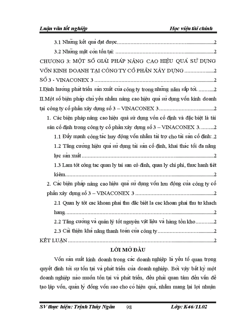 image for page Giải pháp nâng cao hiệu quả sử dụng vốn kinh doanh tại Công ty cổ phần xây dựng số 3 Vinaconex 3