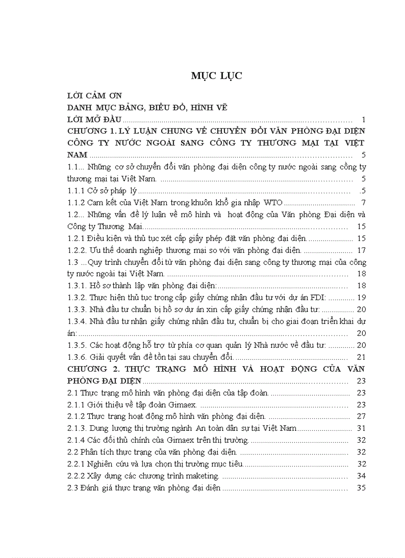 Nghiên cứu chuyển đổi từ văn phòng đại diện sang công ty thương mại tại việt nam của tập đoàn gimaex pháp