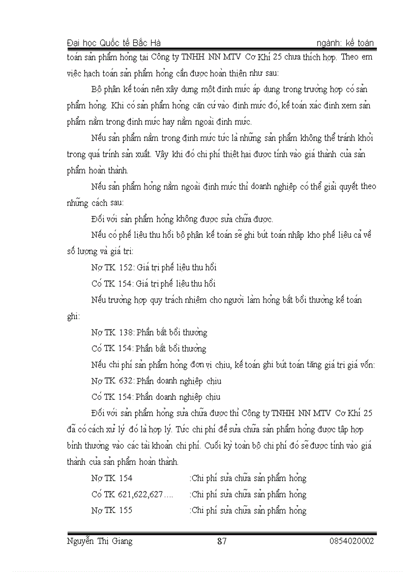 image for page Thực trạng tổ chức kế toán chi phí sản xuất và tính giá thành sản phẩm tại Công ty TNHH NN MTV cơ khí 25