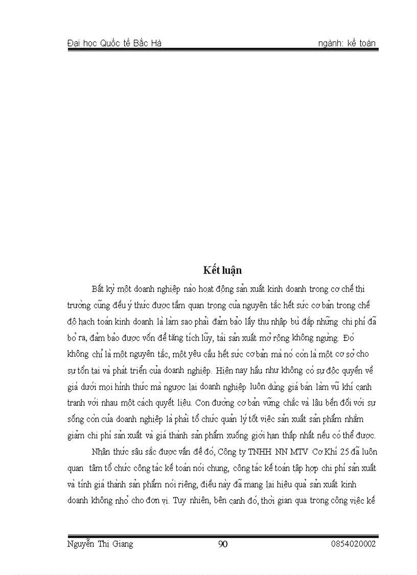 image for page Thực trạng tổ chức kế toán chi phí sản xuất và tính giá thành sản phẩm tại Công ty TNHH NN MTV cơ khí 25