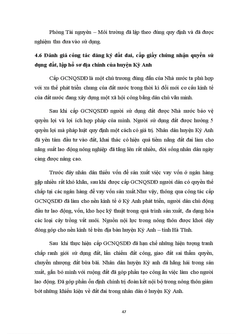 image for page Tìm hiểu thực trạng đăng ký đất đai cấp giấy chứng nhận quyền sử dụng đất và lập hồ sơ địa chính của huyện Kỳ Anh tỉnh Hà Tĩnh từ khi có luật đất đai 2003 đến nay