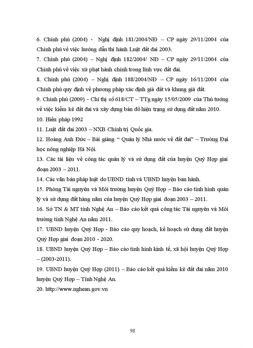 image for page Đánh giá tình hình quản lý và sử dụng đất của huyện Quỳ Hợp tỉnh Nghệ An từ khi có Luật Đất đai 2003 đến nay