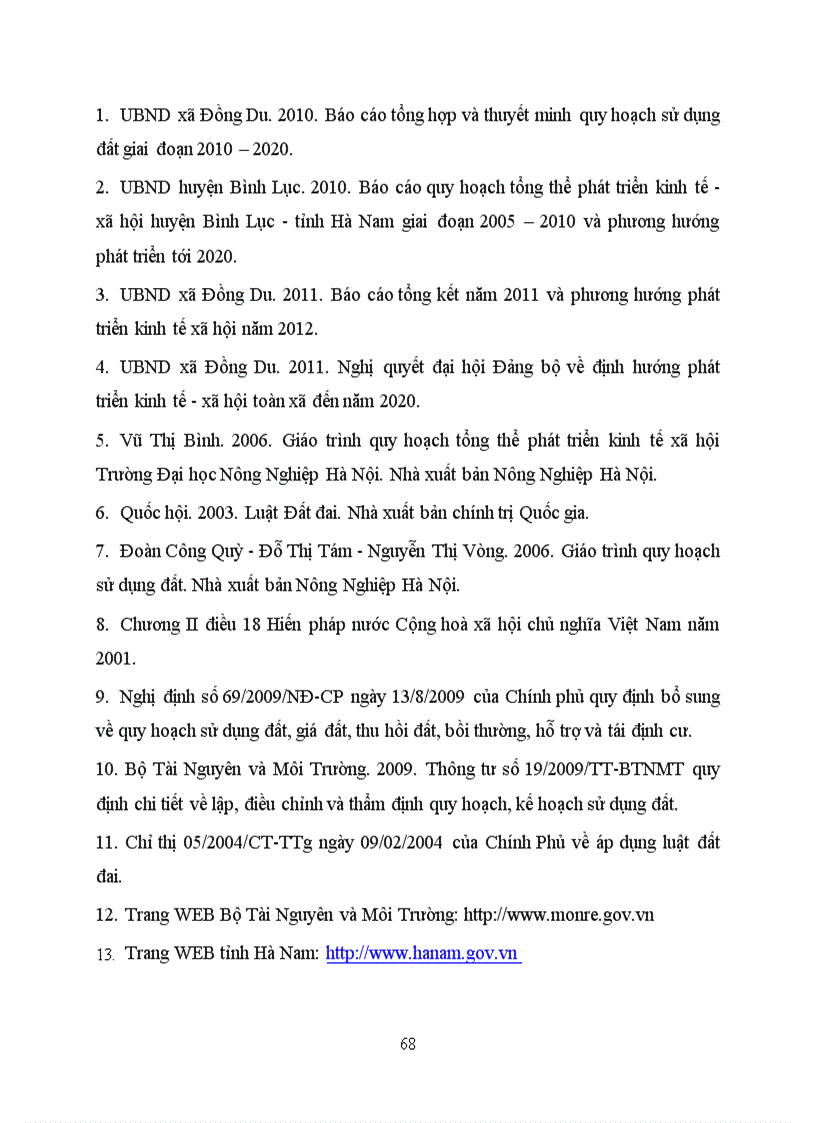 image for page Đánh giá công tác quản lý sử dụng đất đai xã Đồng Du huyện Bình Lục tỉnh Hà Nam giai đoạn 2005 201