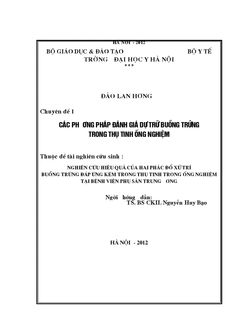 image for page Nghiên cứu hiệu quả của hai phác đồ xử trí buồng trứng đáp ứng kém trong thụ tinh trong ống nghiệm tại bệnh viện phụ sản trung ương