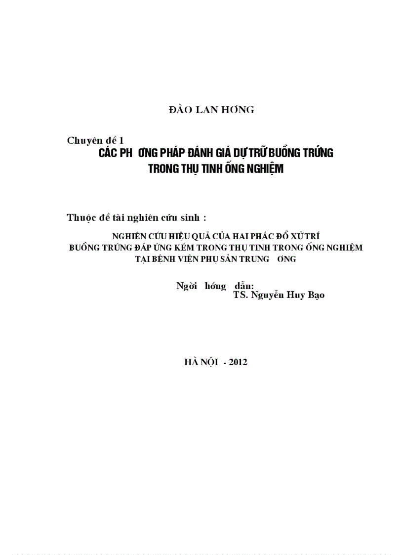 image for page Nghiên cứu hiệu quả của hai phác đồ xử trí buồng trứng đáp ứng kém trong thụ tinh trong ống nghiệm tại bệnh viện phụ sản trung ương 1