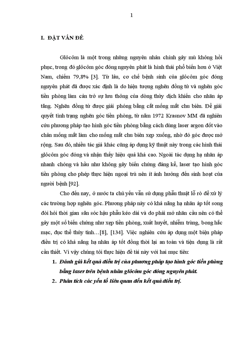 Nghiên cứu ứng dụng phương pháp tạo hình góc tiền phòng bằng laser trong điều ttrị glôcôm góc đóng nguyên phát