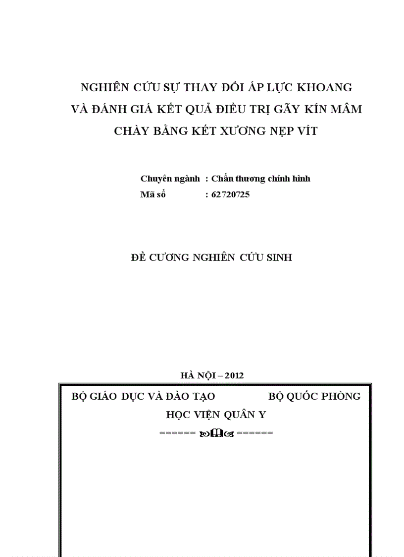 image for page Nghiên cứu sự thay đổi áp lực khoang và đánh giá kết quả điều trị gãy kín mâm chày bằng kết xương nẹp vít