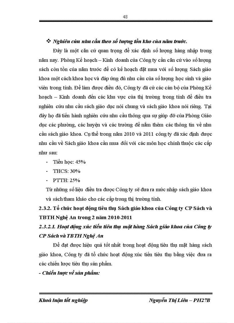 image for page Hoạt động tiêu thụ Sách giáo khoa tại Công ty cổ phần Sách và thiết bị trường học Nghệ An trong 2 năm 2010 201