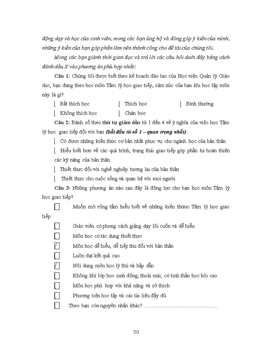 image for page Hứng thú học tập Tâm lý học giao tiếp của sinh viên năm thứ nhất khoa Giáo dục Học viện Quản lý Giáo dục