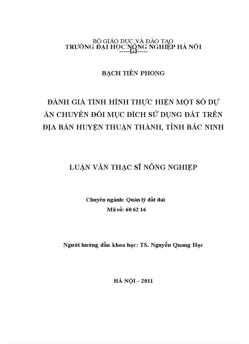 image for page Đánh giá tình hình thực hiện một số dự án chuyển đổi mục đích sử dụng đất trên địa bàn huyện thuận thành tỉnh bắc ninh