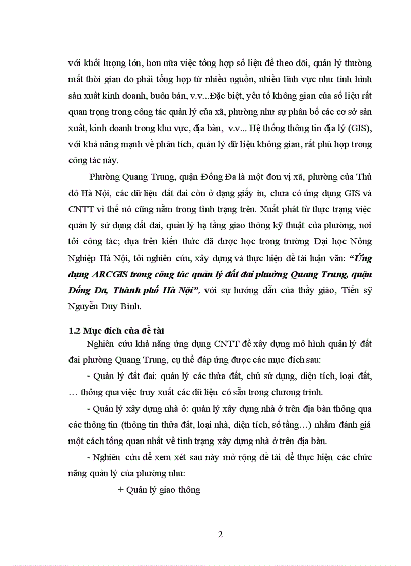 image for page Ứng dụng arcgis trong công tác quản lý đất đai phường quang trung quận đống đa thành phố hà nội 1