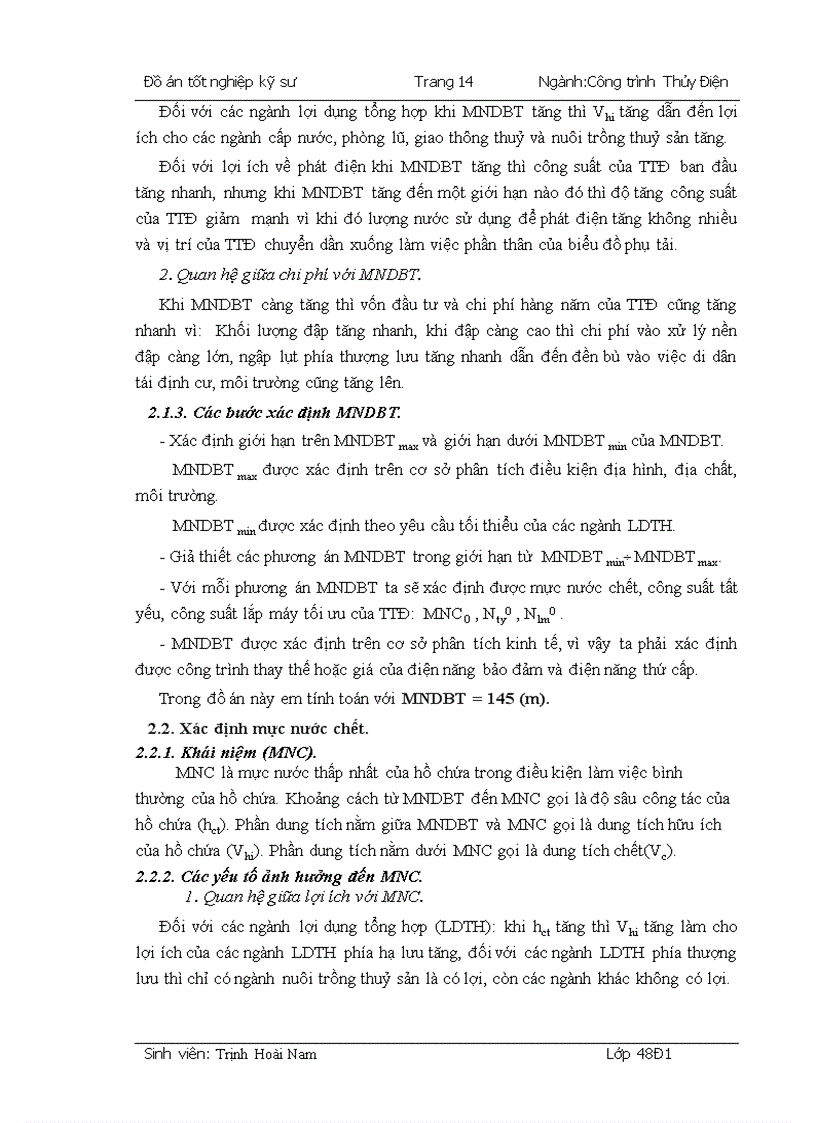 image for page Xác định các thông số chủ yếu của trạm thủy điện