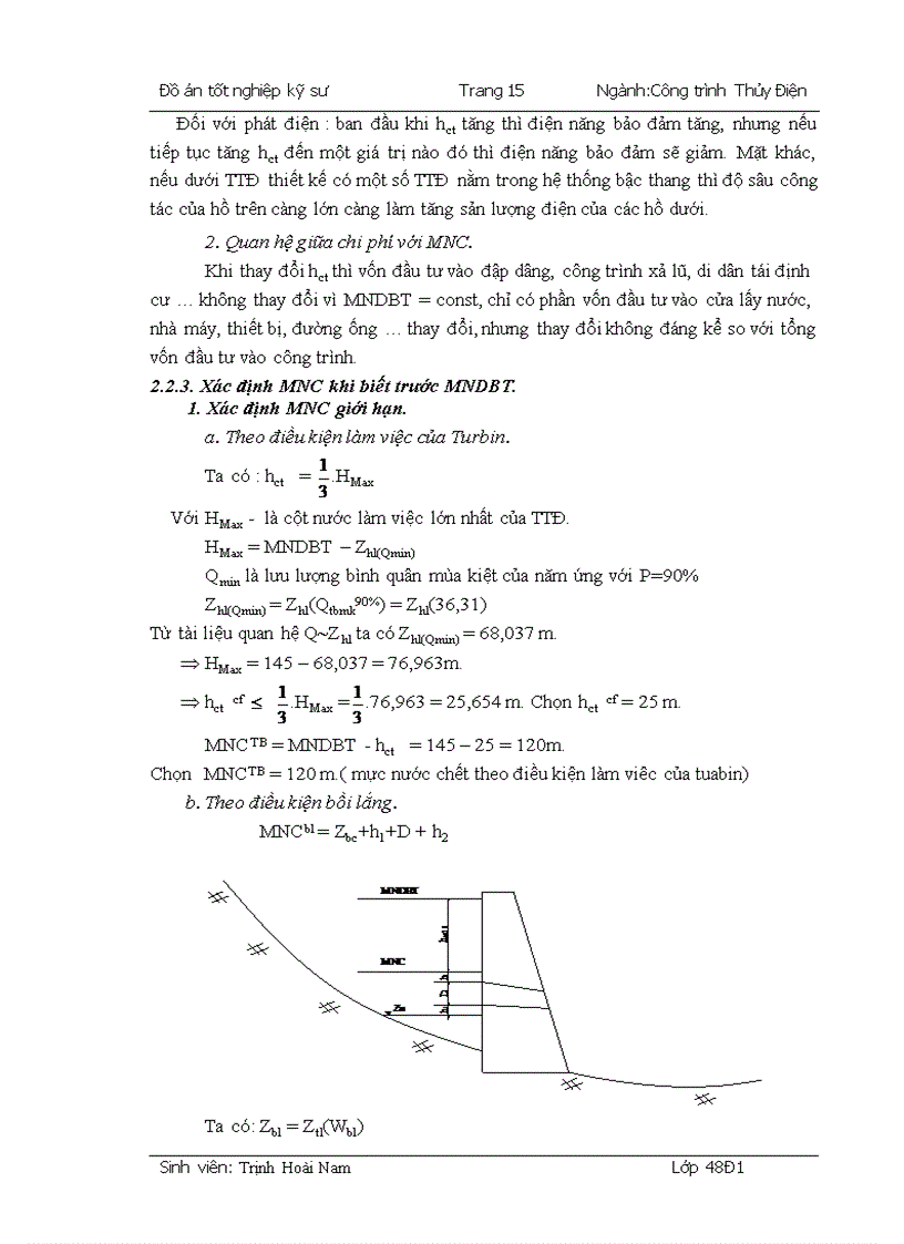 image for page Xác định các thông số chủ yếu của trạm thủy điện