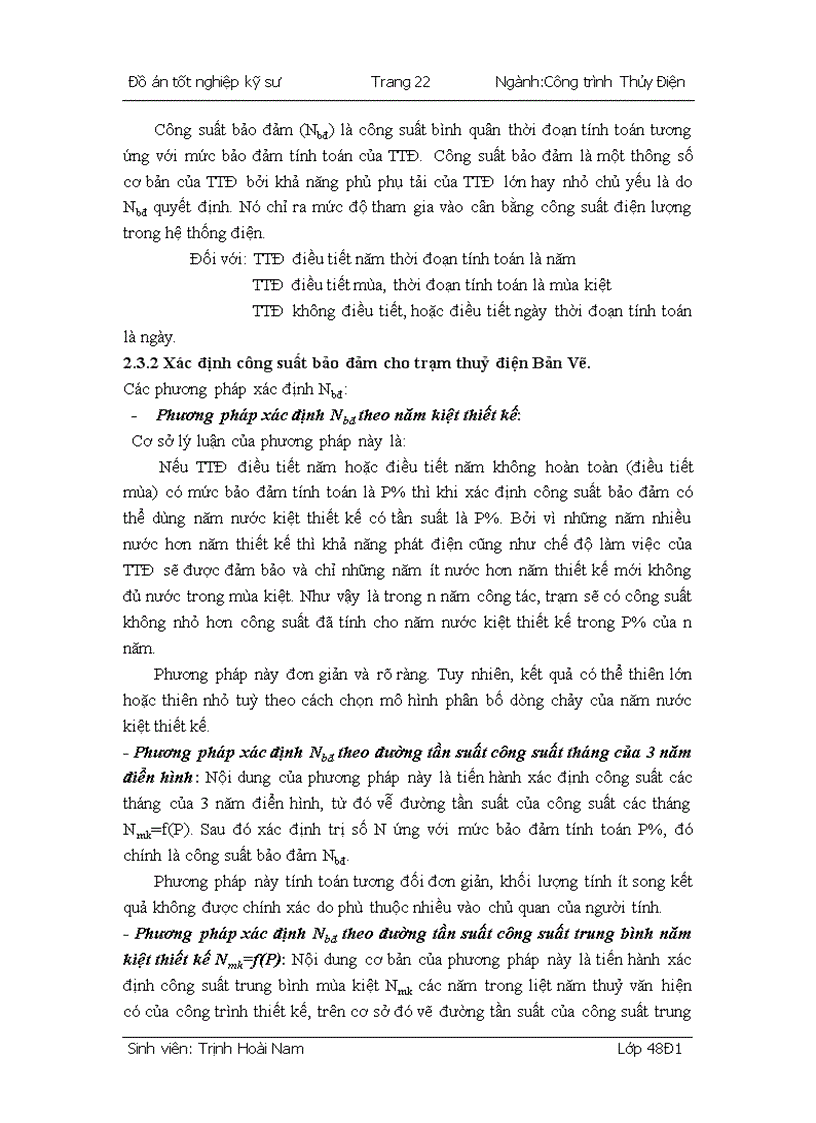 image for page Xác định các thông số chủ yếu của trạm thủy điện