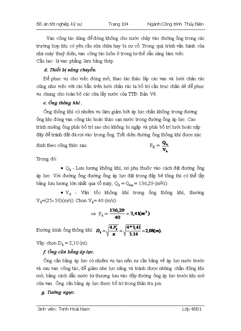 image for page Xác định các thông số chủ yếu của trạm thủy điện