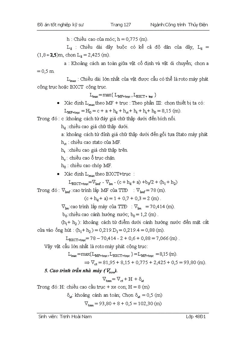 image for page Xác định các thông số chủ yếu của trạm thủy điện
