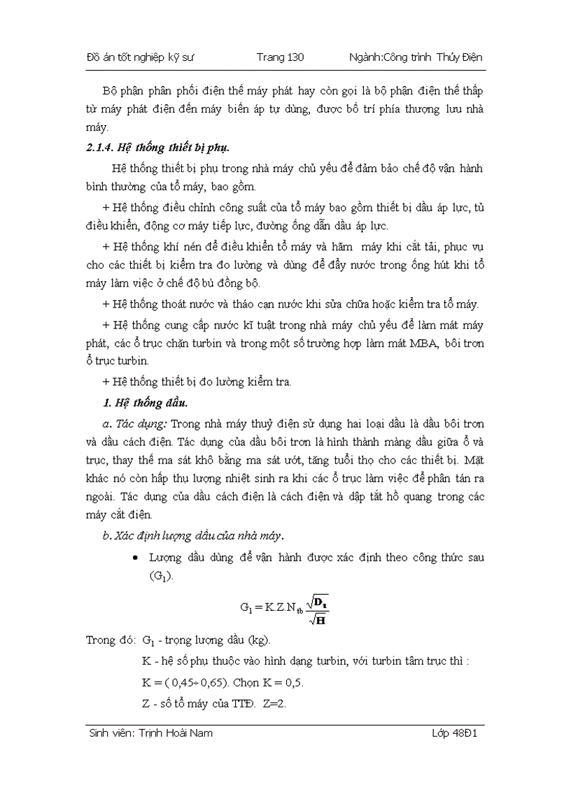 image for page Xác định các thông số chủ yếu của trạm thủy điện
