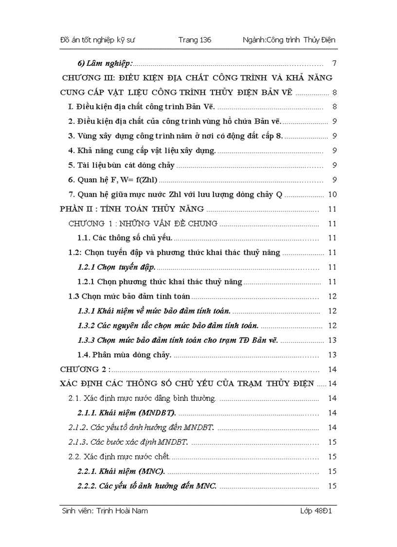 image for page Xác định các thông số chủ yếu của trạm thủy điện