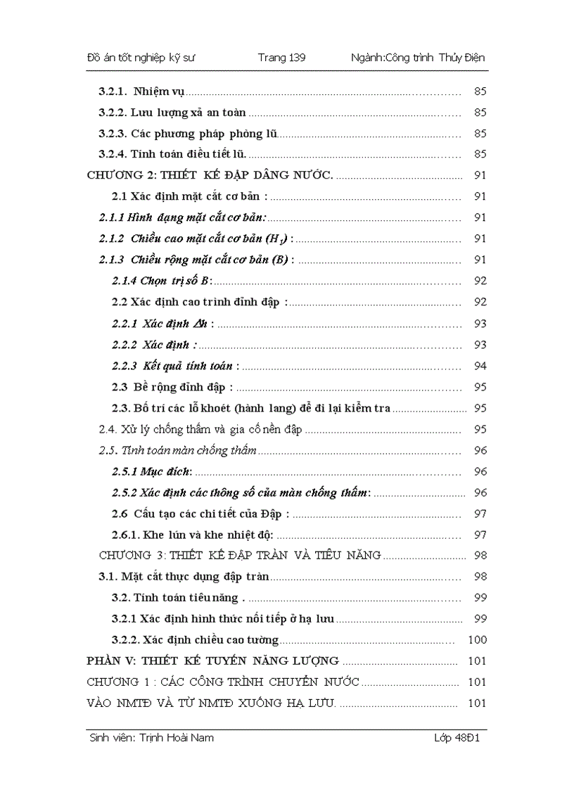 image for page Xác định các thông số chủ yếu của trạm thủy điện