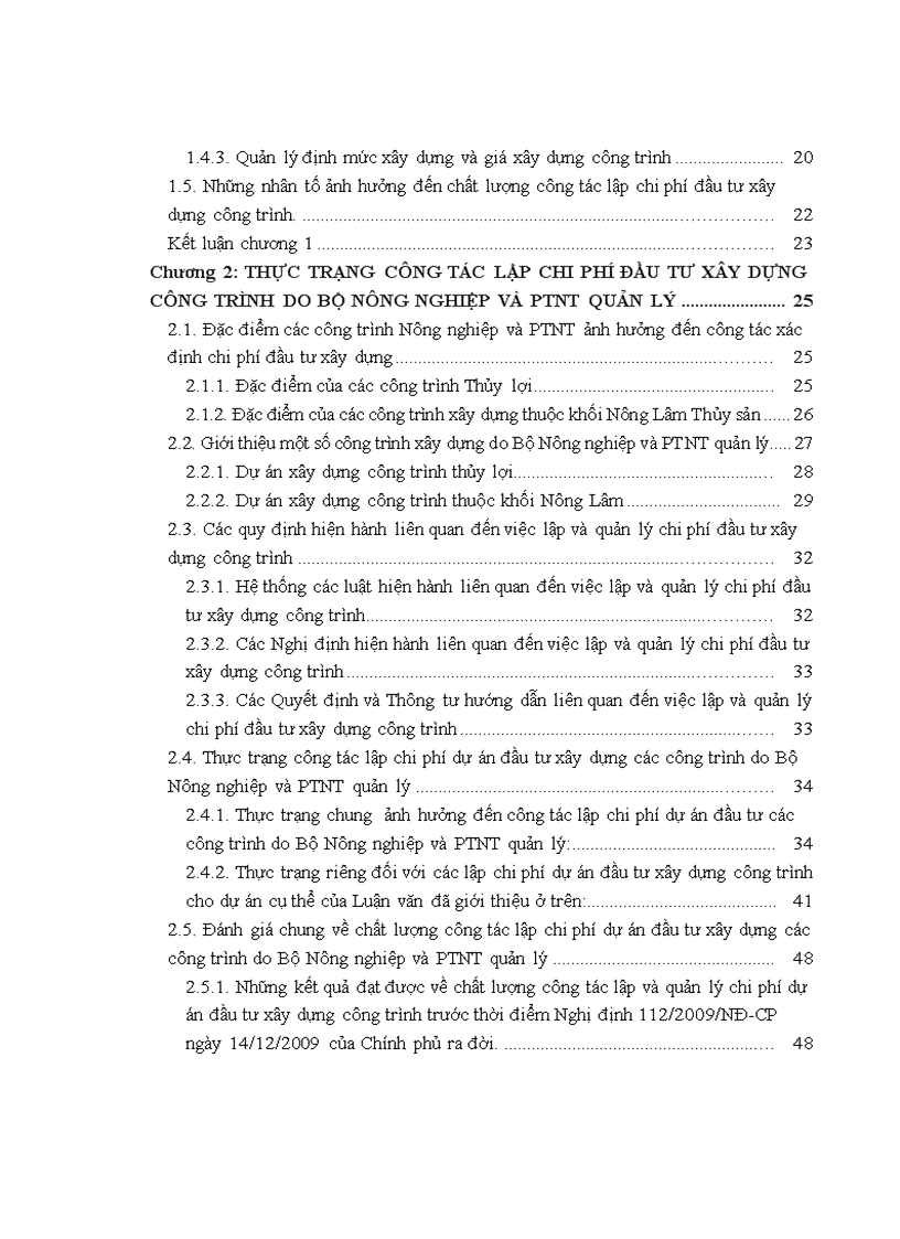 image for page Thực trạng công tác lập chi phí đầu tư xây dựng công trình do bộ nông nghiệp và ptnt quản lý