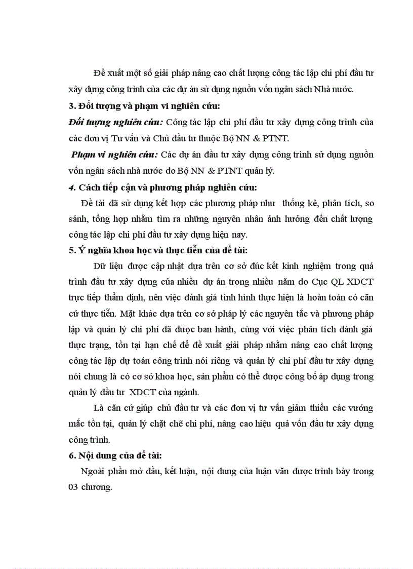 image for page Thực trạng công tác lập chi phí đầu tư xây dựng công trình do bộ nông nghiệp và ptnt quản lý