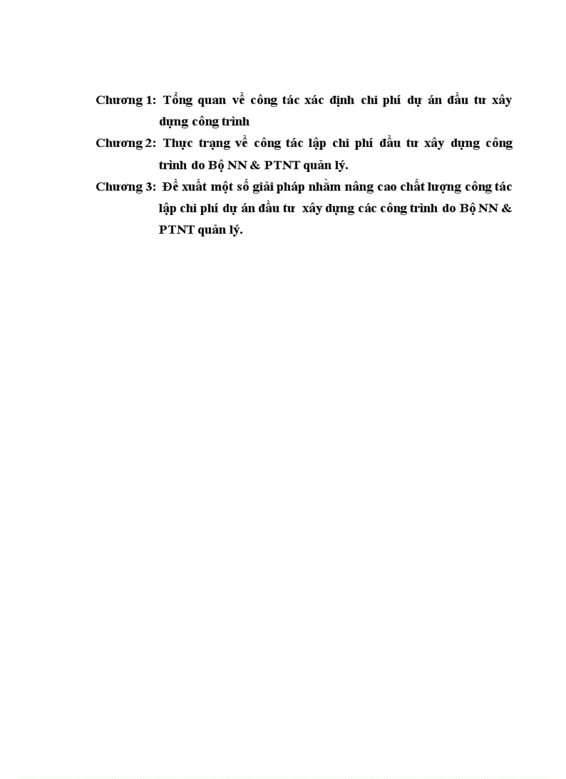 image for page Thực trạng công tác lập chi phí đầu tư xây dựng công trình do bộ nông nghiệp và ptnt quản lý