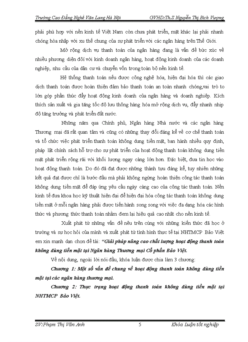 image for page Giải pháp nâng cao chất lượng hoạt động thanh toán không dùng tiền mặt tại Ngân hàng Thương mại Cổ phần Bảo Việt 1