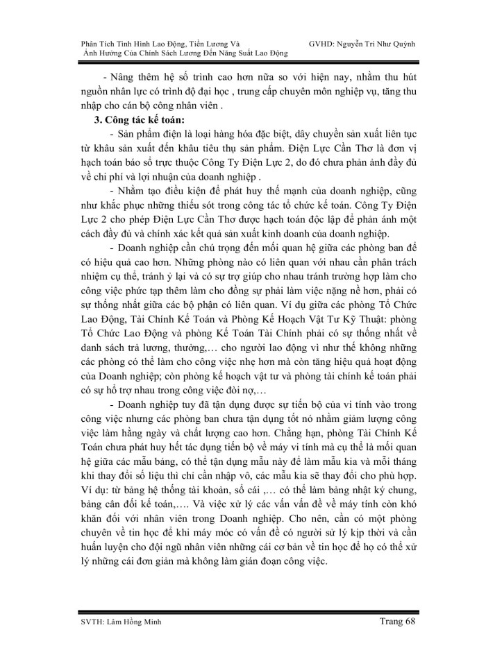 image for page Phân Tích Tình Hình Lao Động, Tiền Lương Và Ảnh Hưởng Của Chính Sách Lương  Đến Năng Suất Lao Động Tại Điện Lực Cần Thơ