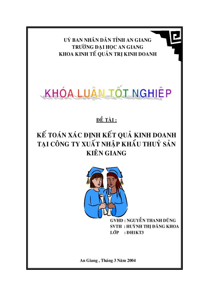Kế toán xác định kết quả kinh doanh tại công ty xuất nhập khẩu thủy sản Kiên Giang
