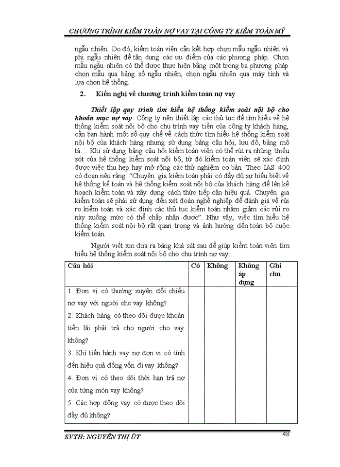 image for page Quy trình kiểm toán các khoản nợ vay trong kiểm toán Báo cáo tài chính tại công ty kiểm toán Mỹ
