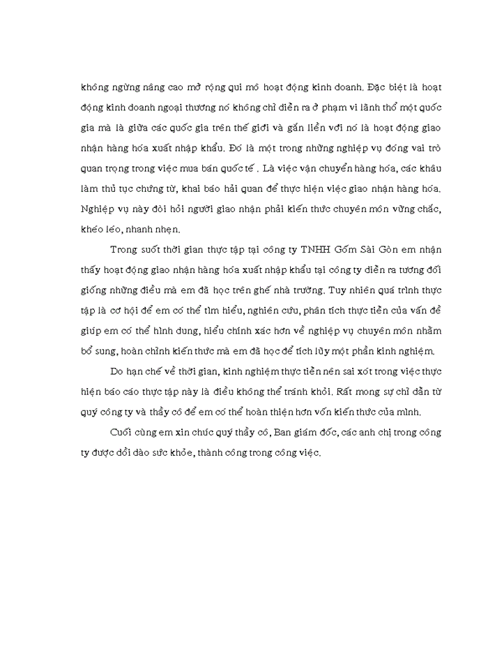 image for page Giao nhận hàng hóa xuất nhập khẩu tại công ty TNHH Gốm Sài Gòn