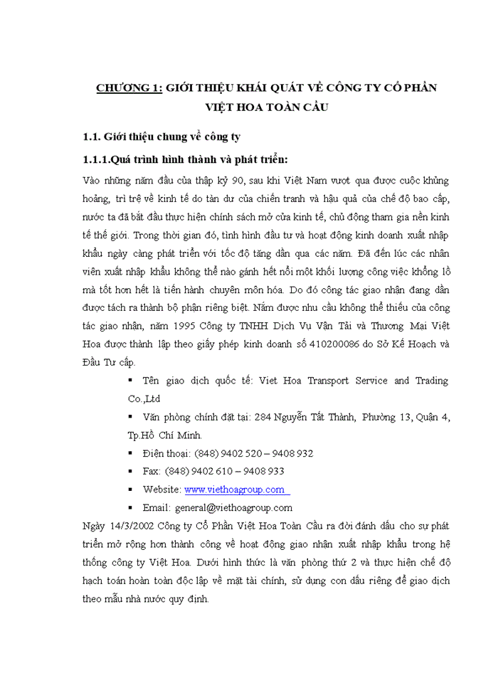 Quy trình nhận hàng hóa nhập khẩu của CÔNG TY VIỆT TOÀN CẦU