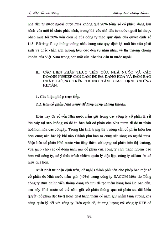 image for page Các biện pháp nhằm đa dạng hoá và đảm bảo chất lượng hàng hoá trên thị trường chứng khoán