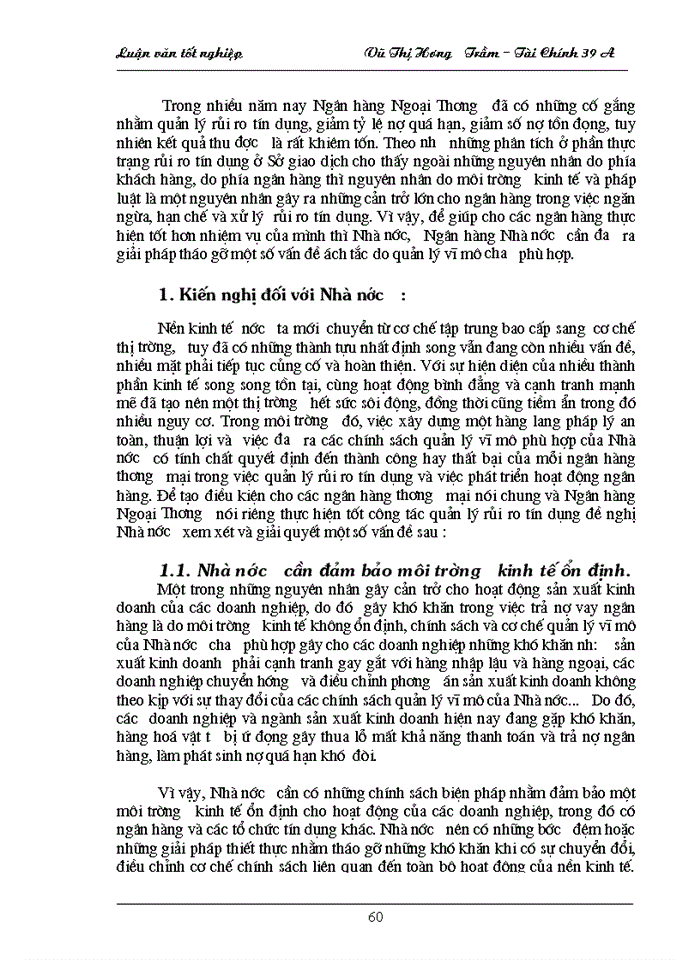 image for page Giải pháp tăng cường quản lý rủi ro tín dụng ở Sở giao dịch Ngân hàng Ngoại Thương