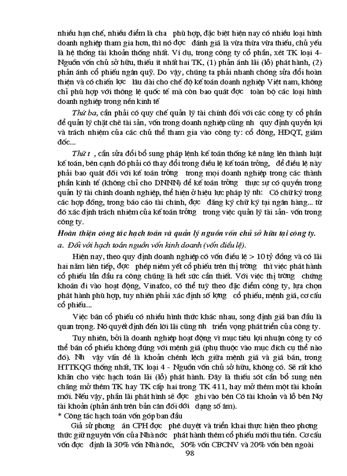 image for page Phương hướng thực hiện công tác hạch toán và quản lý Nguồn vốn chủ sở hữu tại công ty Vinafco khi chuyển sang công ty cổ phần