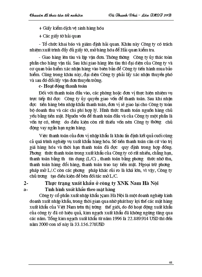 image for page Thực trạng và giải pháp cho hoạt động xuất khẩu của công ty XNK Nam Hà Nội