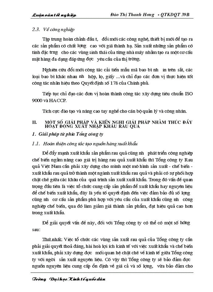 image for page Một số giải pháp nhằm thúc đẩy hoạt động xuất khẩu của Tổng công ty rau quả Việt Nam sang Viễn Đông - Liên Bang Nga