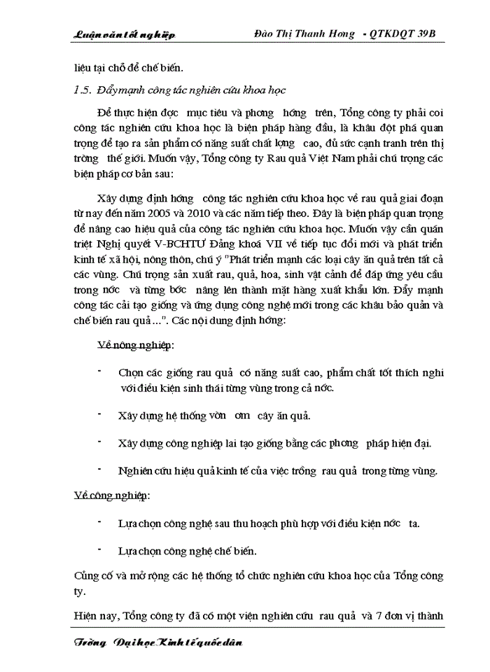 image for page Một số giải pháp nhằm thúc đẩy hoạt động xuất khẩu của Tổng công ty rau quả Việt Nam sang Viễn Đông - Liên Bang Nga