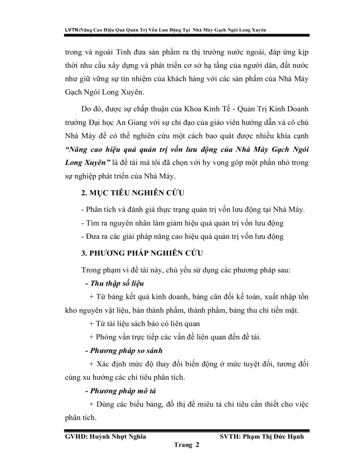 image for page Nâng cao hiệu quả quản trị vốn lưu động tại nhà máy gạc ngói Long Xuyên