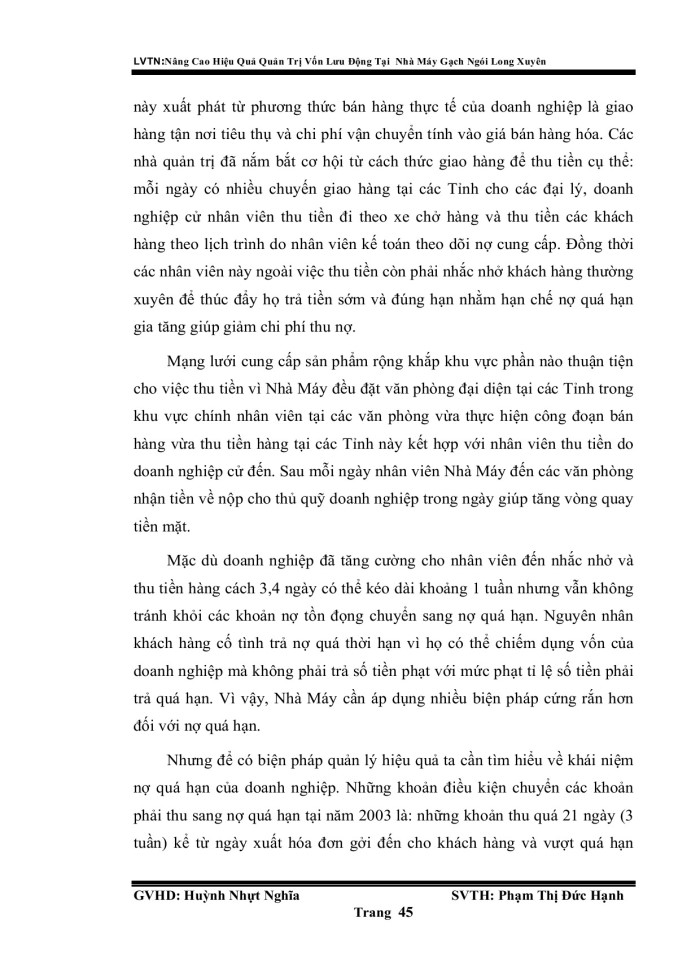 image for page Nâng cao hiệu quả quản trị vốn lưu động tại nhà máy gạc ngói Long Xuyên