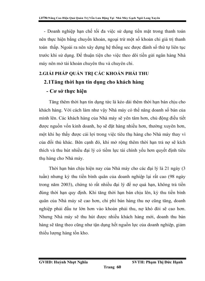 image for page Nâng cao hiệu quả quản trị vốn lưu động tại nhà máy gạc ngói Long Xuyên