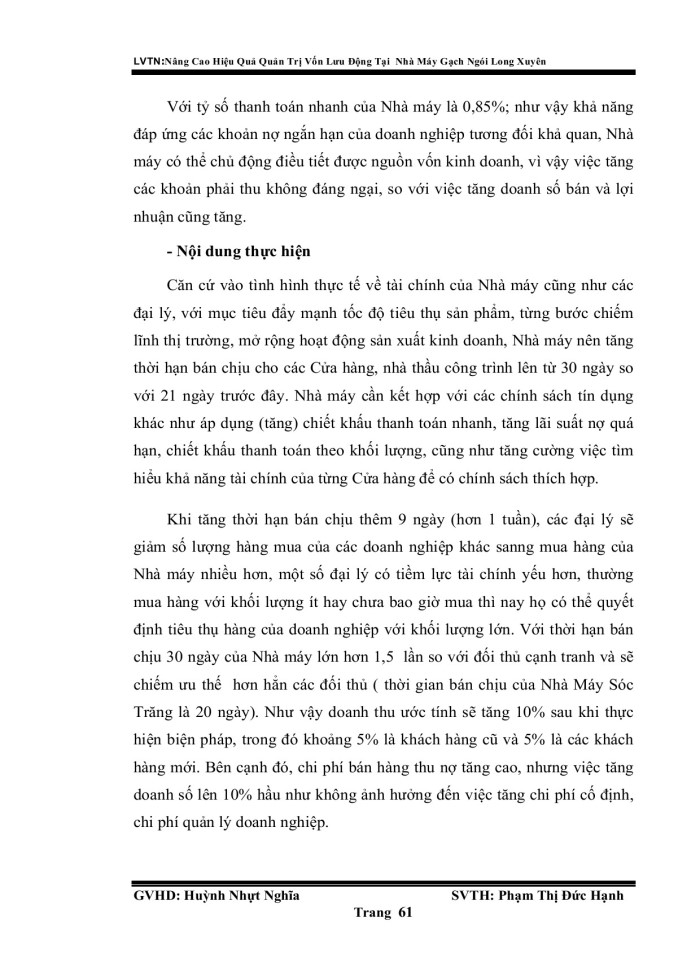 image for page Nâng cao hiệu quả quản trị vốn lưu động tại nhà máy gạc ngói Long Xuyên