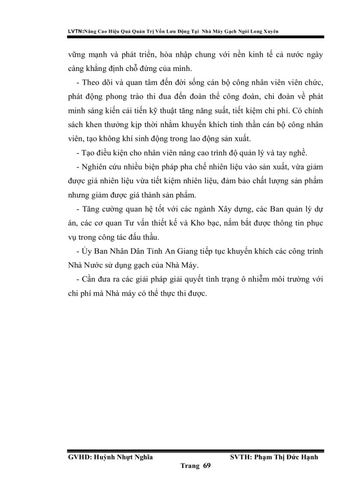 image for page Nâng cao hiệu quả quản trị vốn lưu động tại nhà máy gạc ngói Long Xuyên